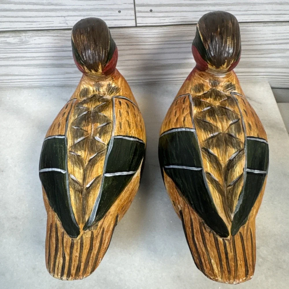 2 Hand Painted Textured Decoy Duck 8